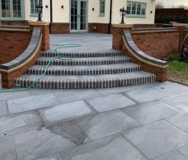 Elegant stone steps leading to house