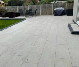 Spacious patio with outdoor furniture