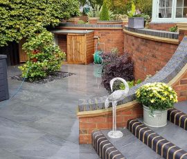 Beautiful garden with stone pathways.